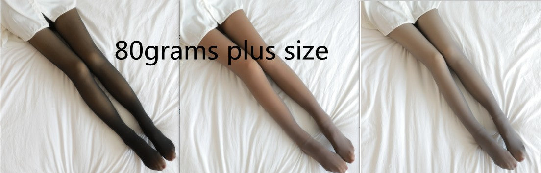 Fake Translucent Plus Size Leggings Fleece Lined Tights Fall