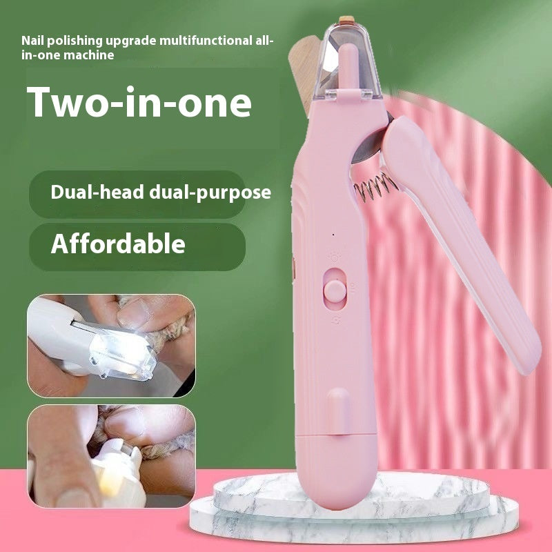 2-in-1 LED Pet Nail Clipper & Grinder - Safe Dog and Cat Nail Trimmer