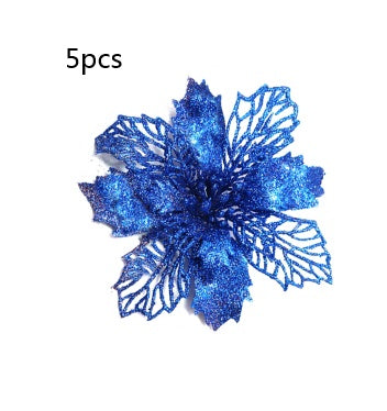 Christmas Glitter Artifical Flowers Tree Decorations for Home Fake