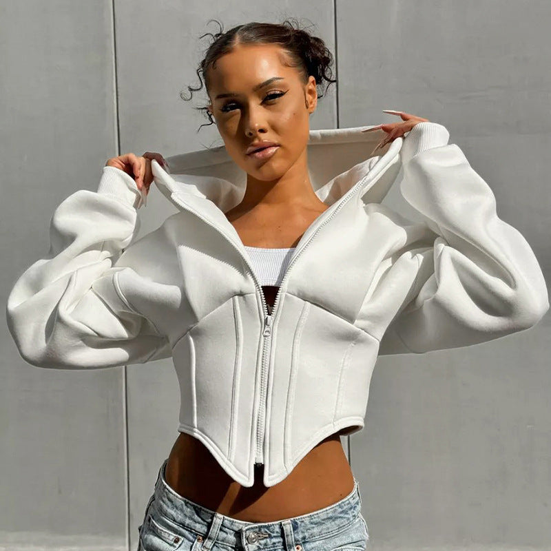 Zipper Hoodie Cardigan Y2K Fashion Street Long Sleeve Corset Jacket