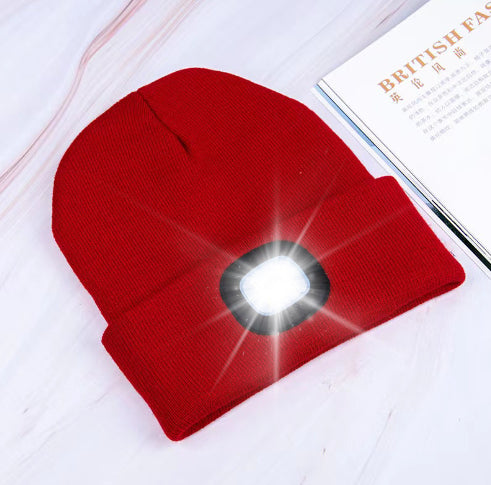 Knit Hat Button Cell Type Knitted with Light Glowing
