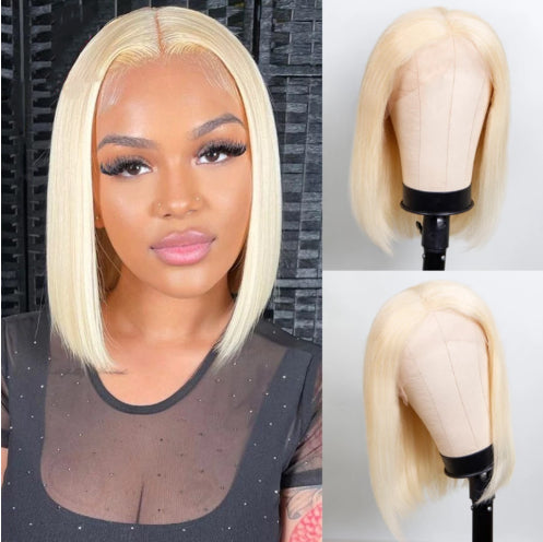 613 Blonde Bob Wig Short Straight Human Hair Wigs for Women