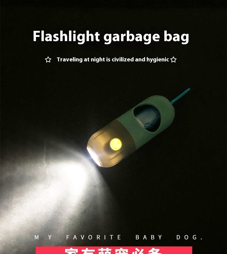 LED Dog Poop Bag Dispenser - Light-Up Waste Bag Holder with Flashlight