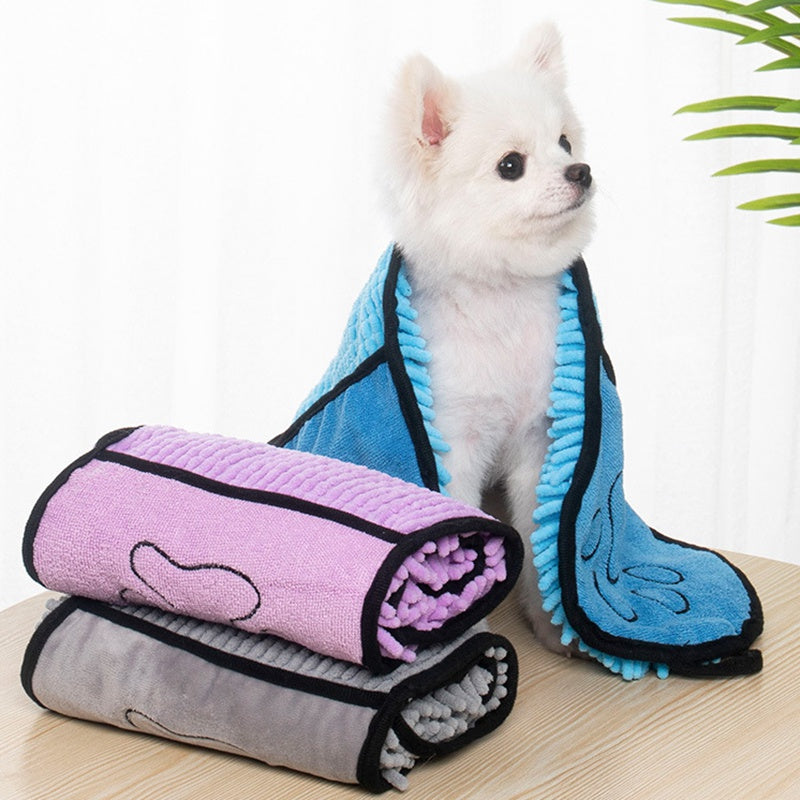 Super Absorbent Microfiber Pet Towel - Quick-Dry Dog & Cat Bath Towel with Hand Pockets