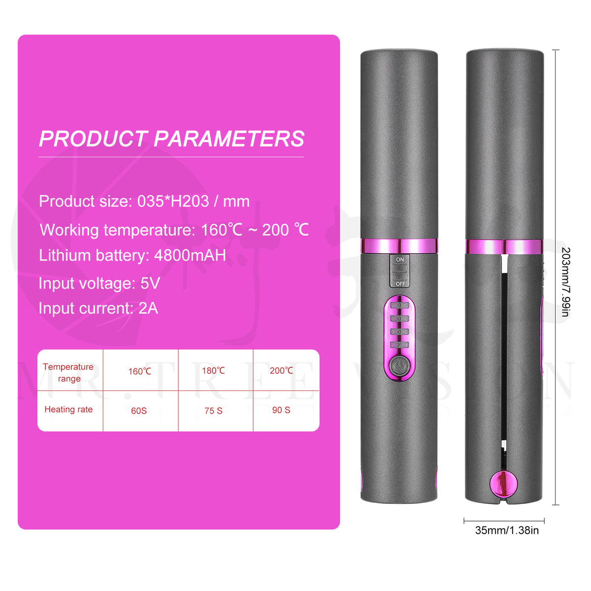 Mini Wireless Travel Hair Straightener - USB Rechargeable Ceramic Flat Iron
