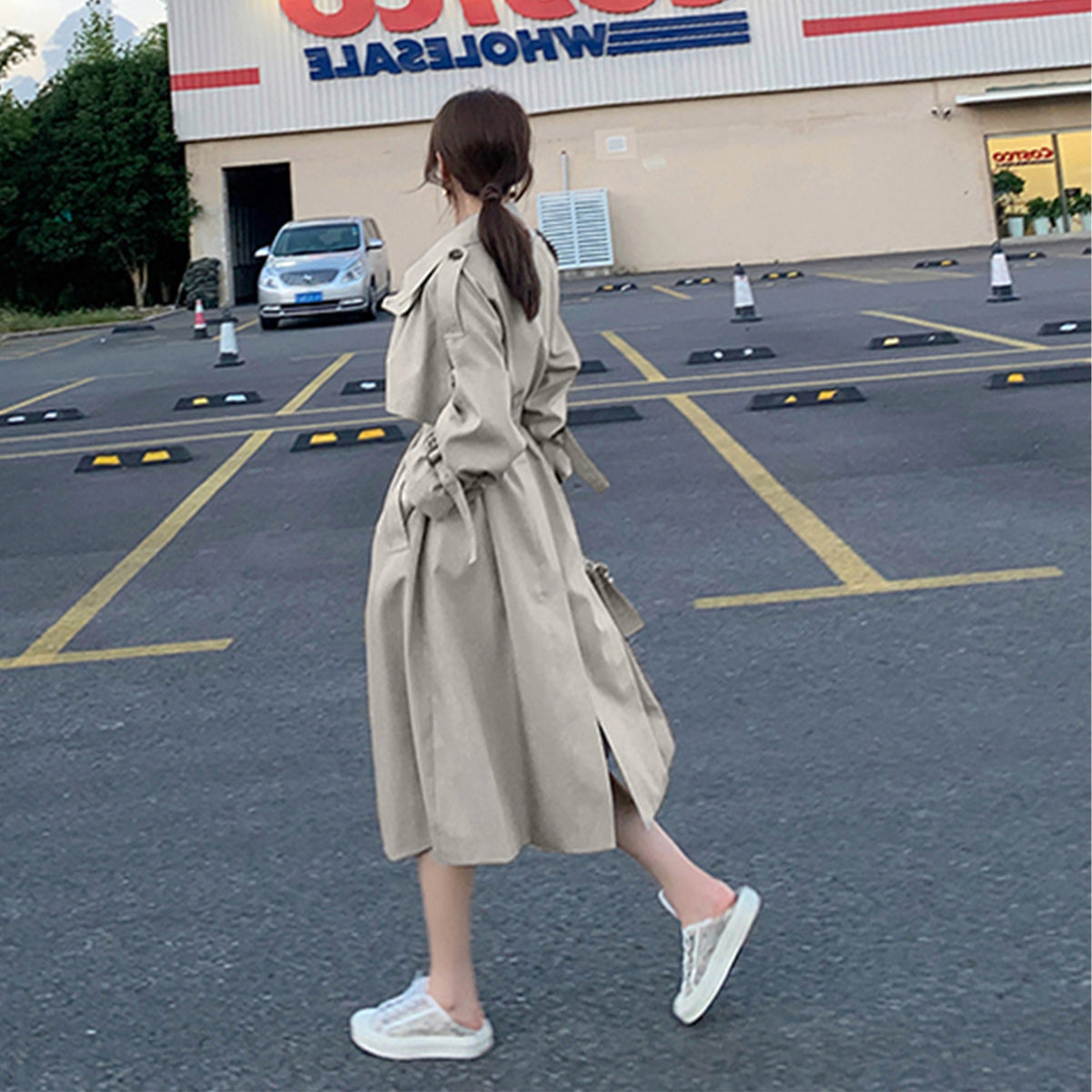Women Trench Coat Double Breasted Korean Women's Elegant Oversize