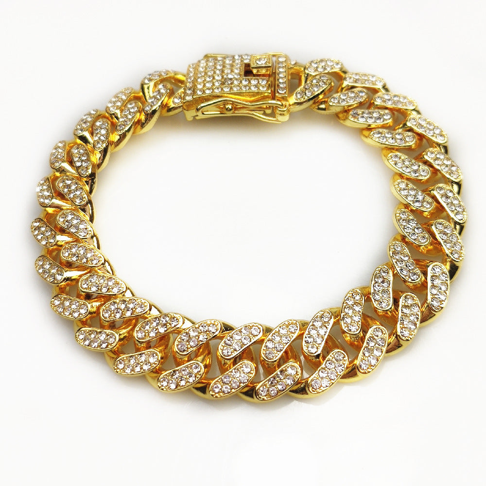 Hip Hop Cuban Chain Dog Collar - Gold Metal Pet Necklace