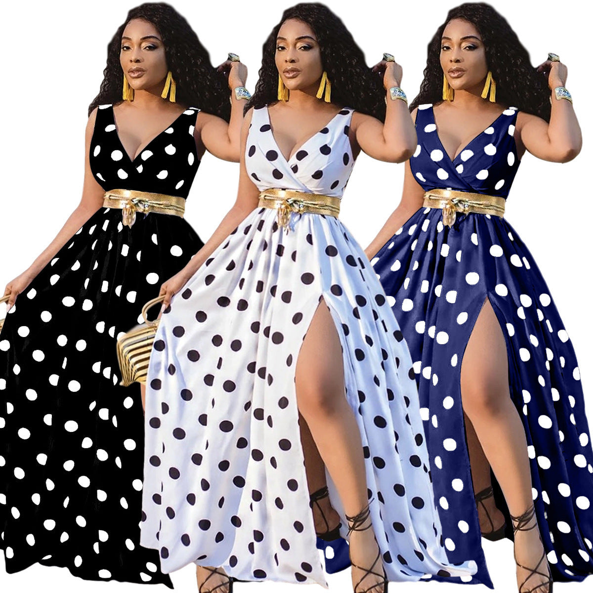 Sexy Dresses Women Party Ladies Belt Plus Size Forked Club