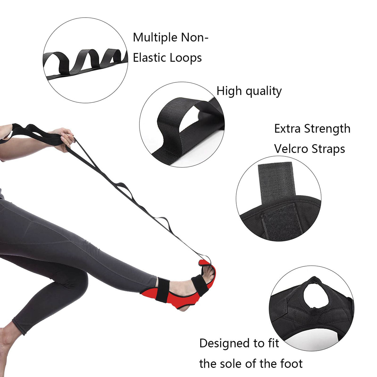 Yoga Stretching Strap - Fitness Stretch Band for Men & Women