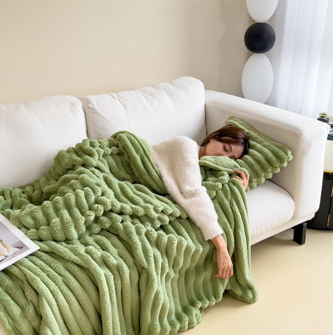 Soft Bubble Velvet Blanket - Warm Solid Color Throw