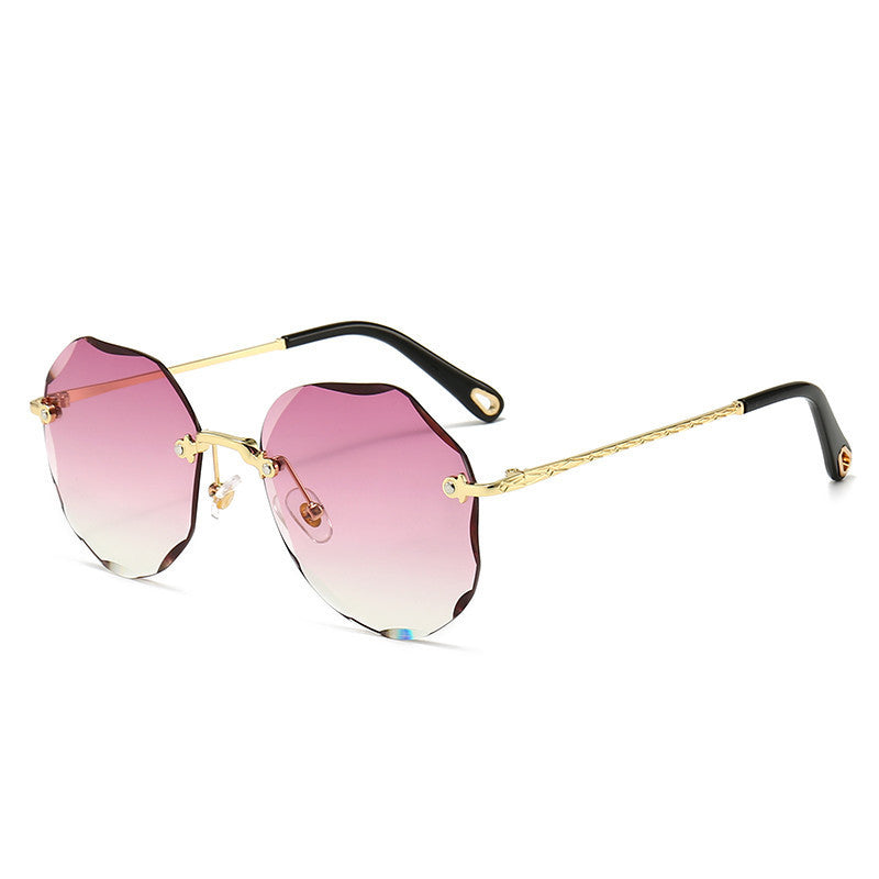 Polygonal Sunglasses Women Rimless Trimmed
