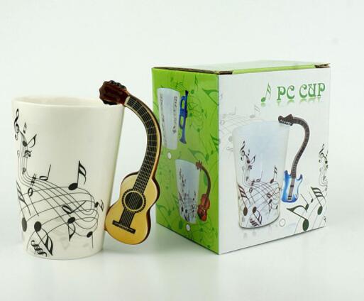 Music Violin Guitar Ceramic Mug Coffee Tea Milk Stave Cups with Handle
