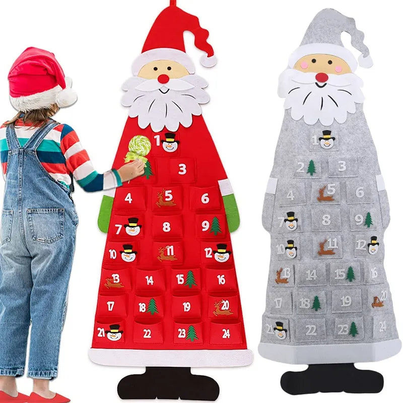 Christmas Advent Calendar Fabric Hanging Pendant Santa Claus Felt