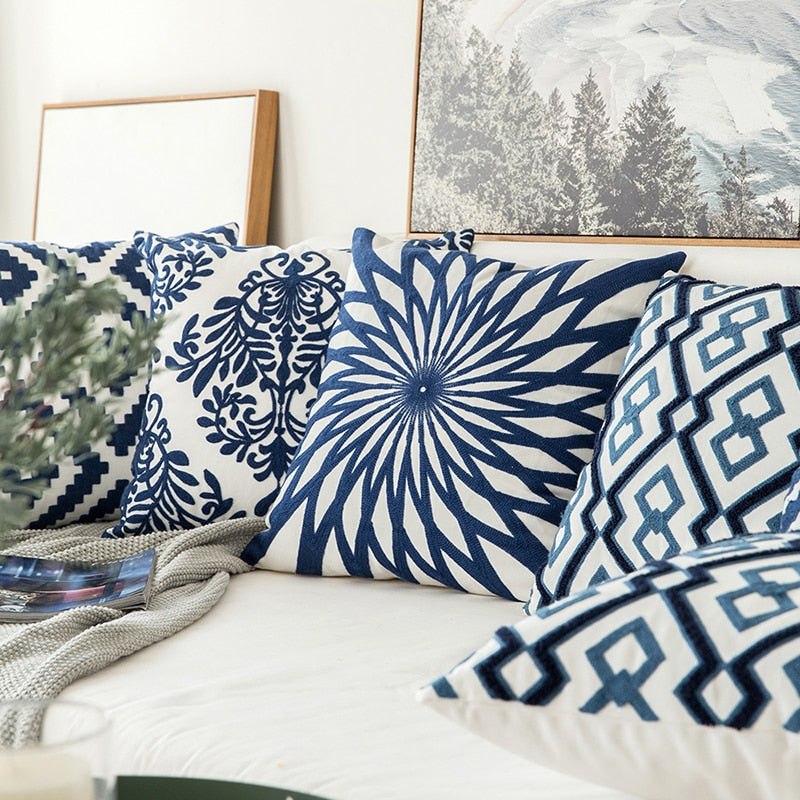 Classical Embroidered Pillow Cover - Decorative Cushion Case
