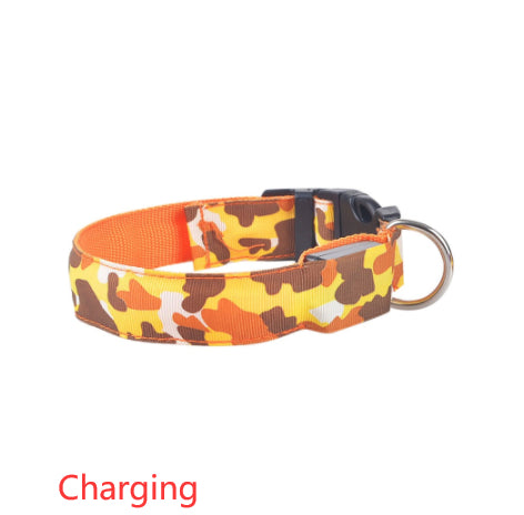 Camouflage LED Dog Collar - Light-Up Safety Collar, Battery or USB Charging