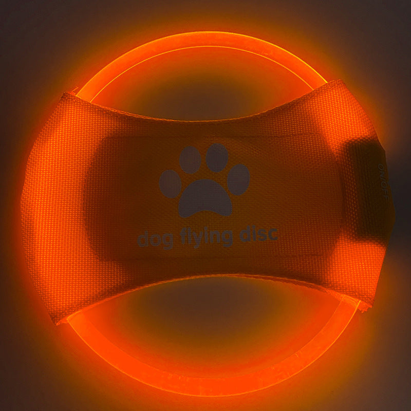 LED Light-Up Dog Frisbee - USB Rechargeable Glowing Flying Disc for Night Play