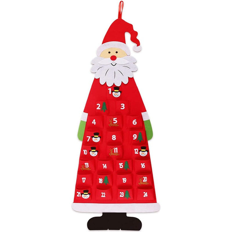Christmas Advent Calendar Fabric Hanging Pendant Santa Claus Felt