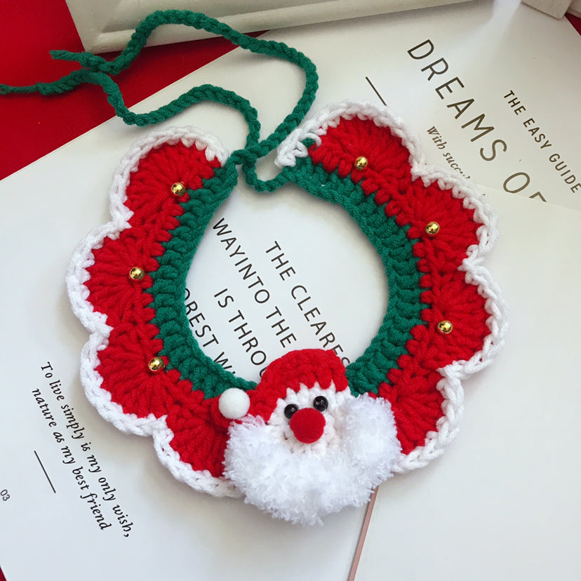 Hand-Woven Christmas Pet Collar - Cute Knitted Festive Collar for Cats & Small Dogs