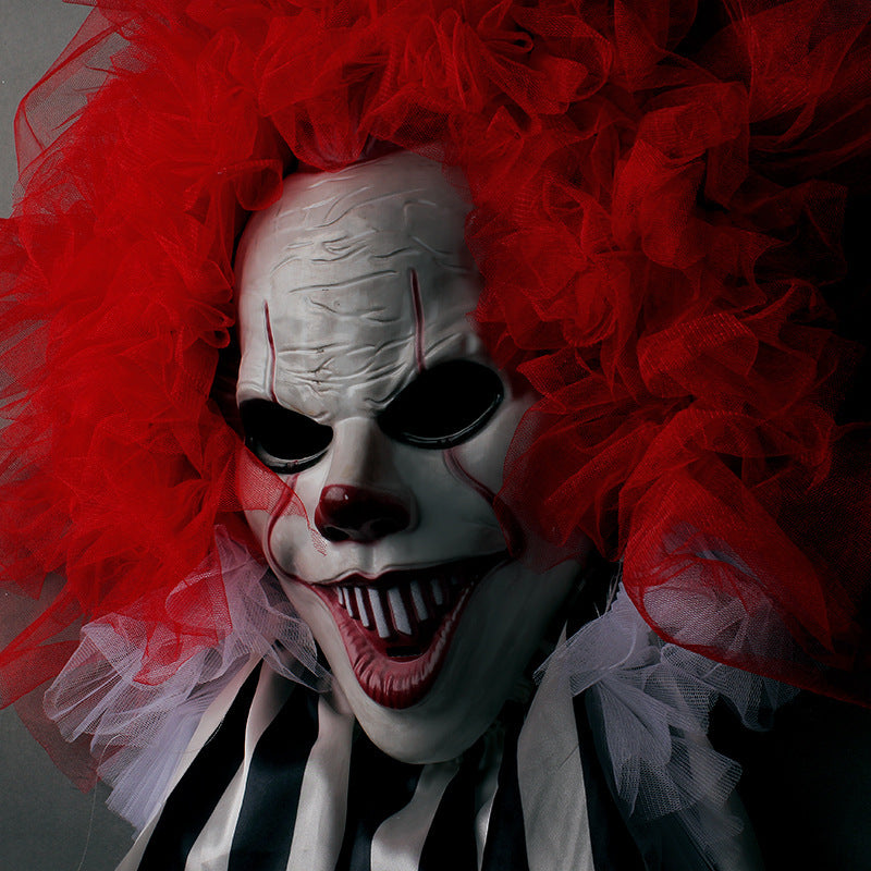 Halloween Horror Clown Wreath Door Hanging Decoration Wall Ghost