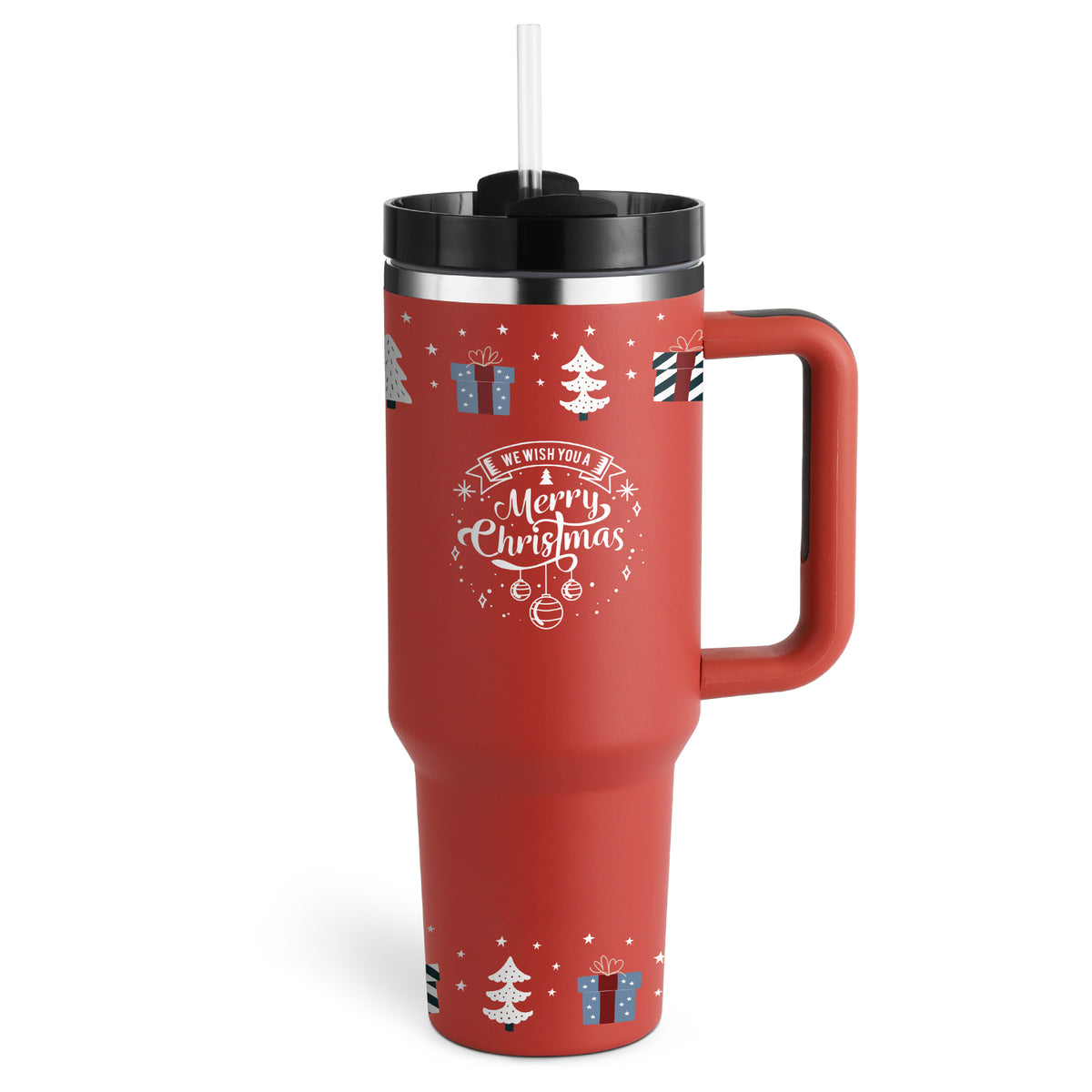 40oz Insulated Tumbler with Handle & Straw - Stainless Steel Leakproof Travel Mug