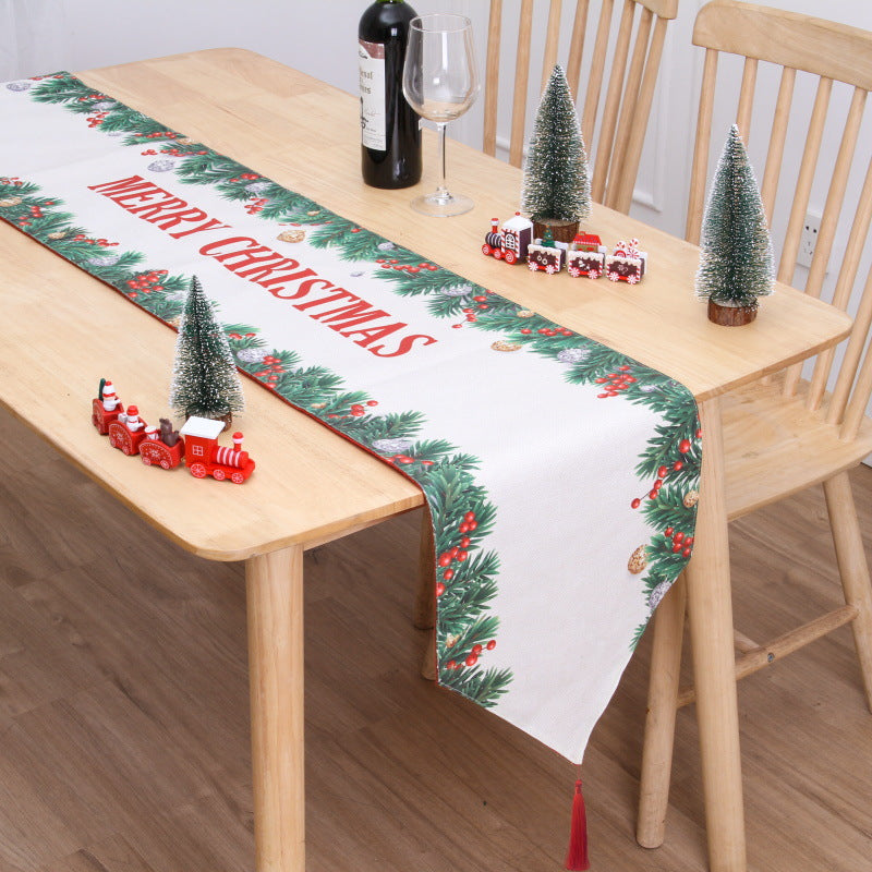 Christmas Table Flag Double Printing Snowman Mat | Xmas Holiday Decor