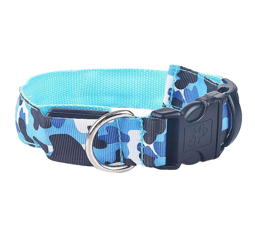 Camouflage LED Dog Collar - Light-Up Safety Collar, Battery or USB Charging