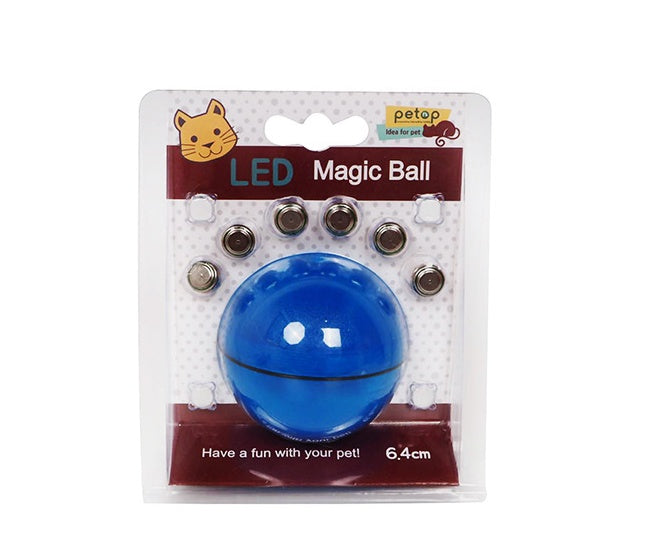 LED Rolling Cat Toy Ball - Light-Up Interactive Ball with Bell & Feathers