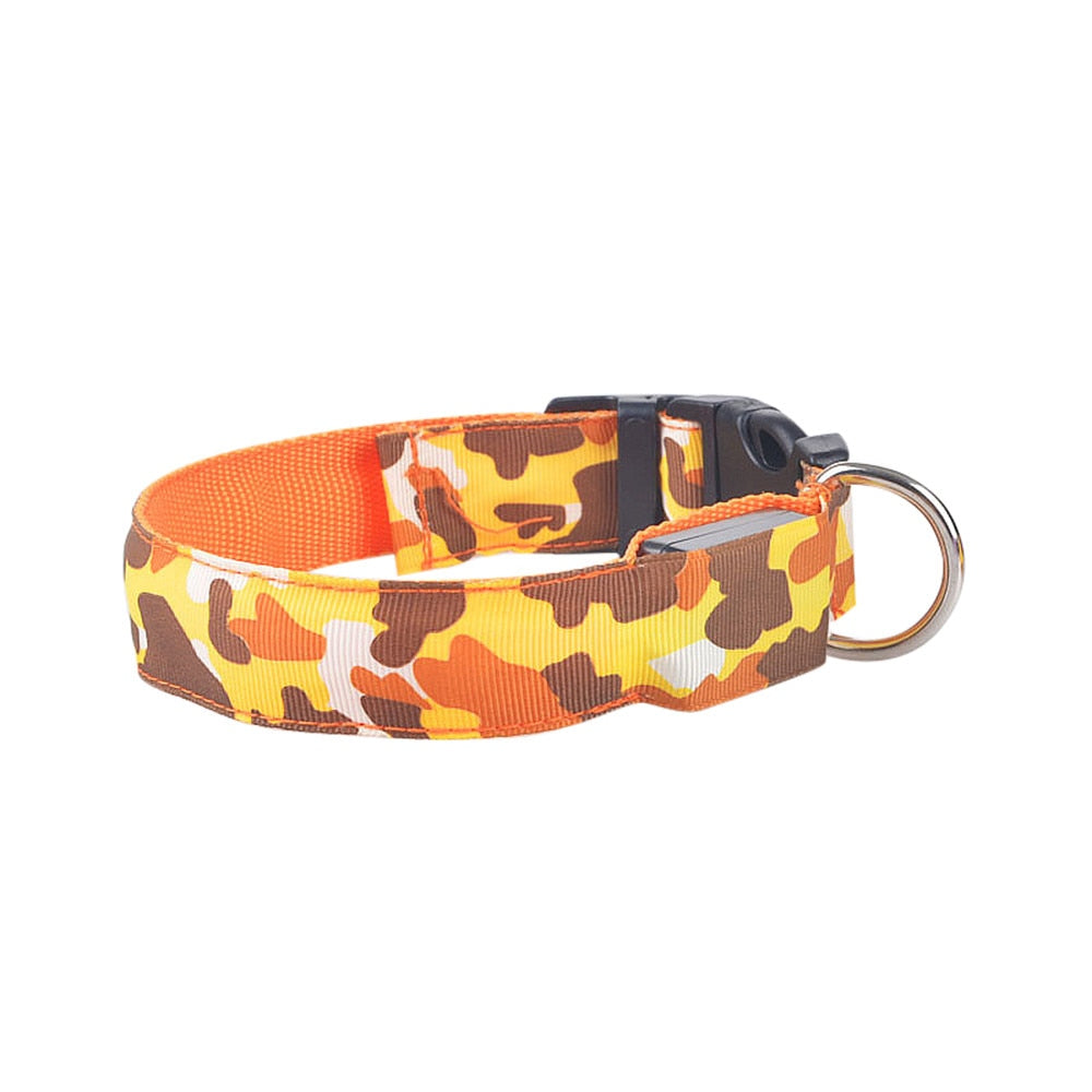 Camouflage LED Dog Collar - Light-Up Safety Collar, Battery or USB Charging