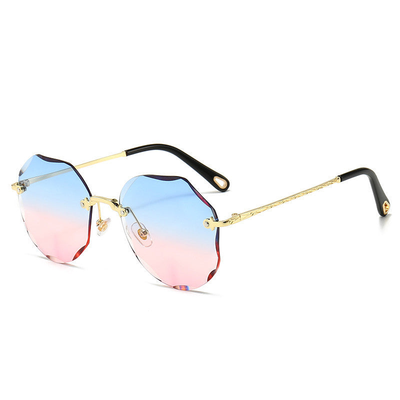 Polygonal Sunglasses Women Rimless Trimmed