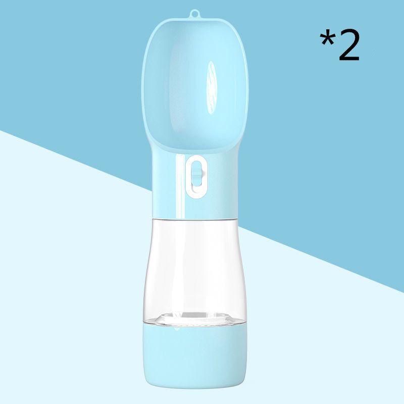 2-in-1 Portable Dog Water Bottle & Food Container - Travel Pet Feeder with Strap
