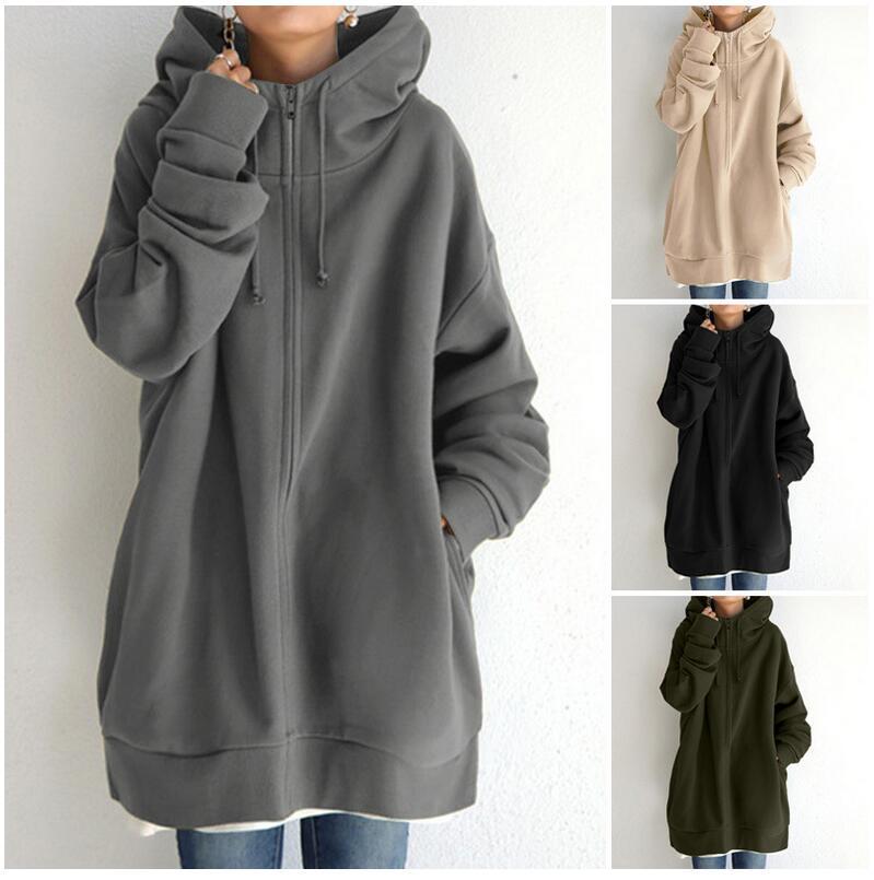 Women's Fuzzy Hoodies Long Sport Pullover Hoodie Full-Zip Sweatshirt