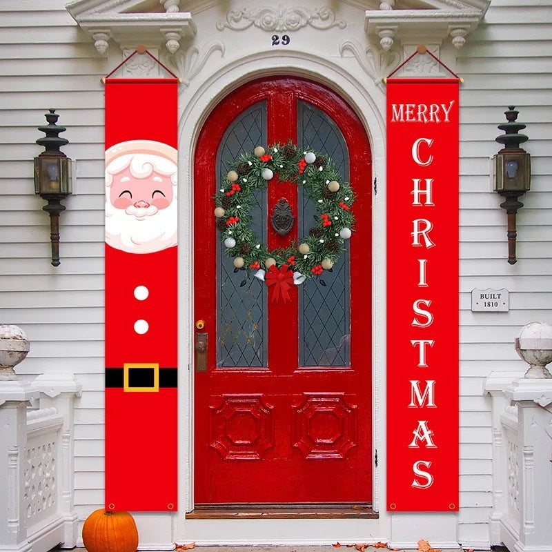 Christmas Decorations Couplets Curtains Banners Pull Flags Hanging