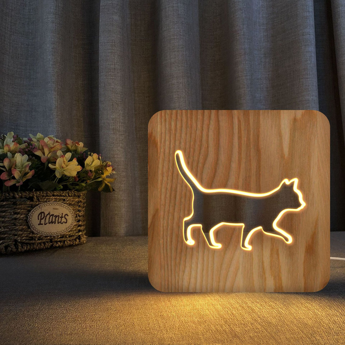 Christmas Cat Shape Night Light | Holiday Gift
