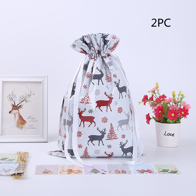 Christmas Gift Wrapping Bag Drawstring Decoration | Xmas Holiday Decor
