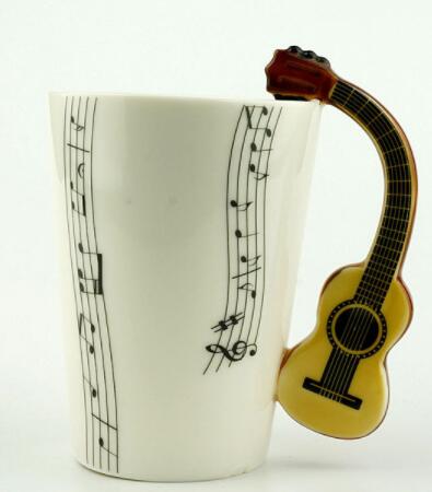 Music Violin Guitar Ceramic Mug Coffee Tea Milk Stave Cups with Handle