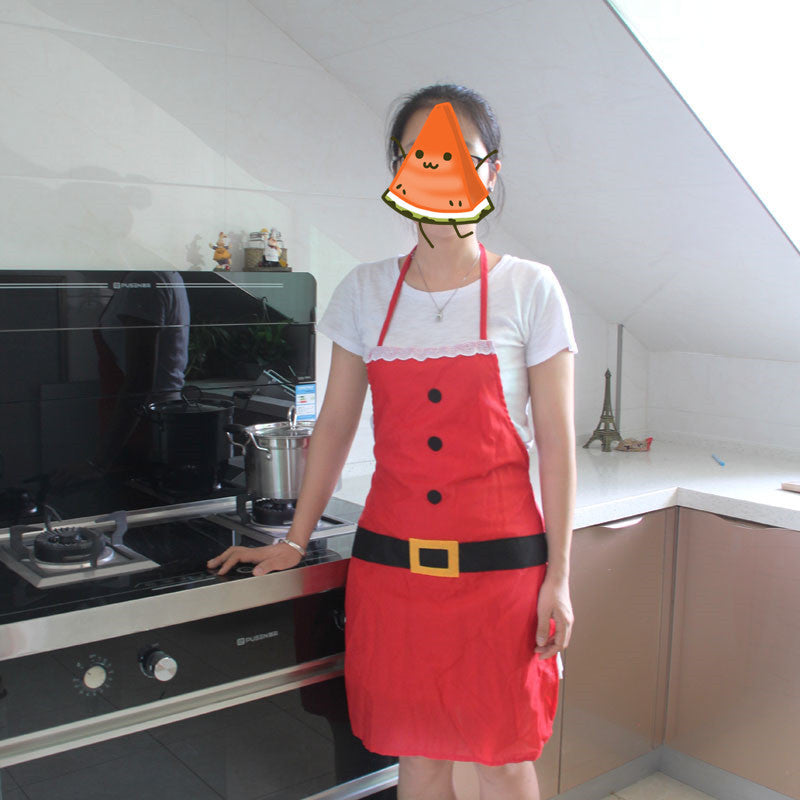 Christmas Red Merry Apron for Women Girls Cake Kitchen Cook | Holiday Gift