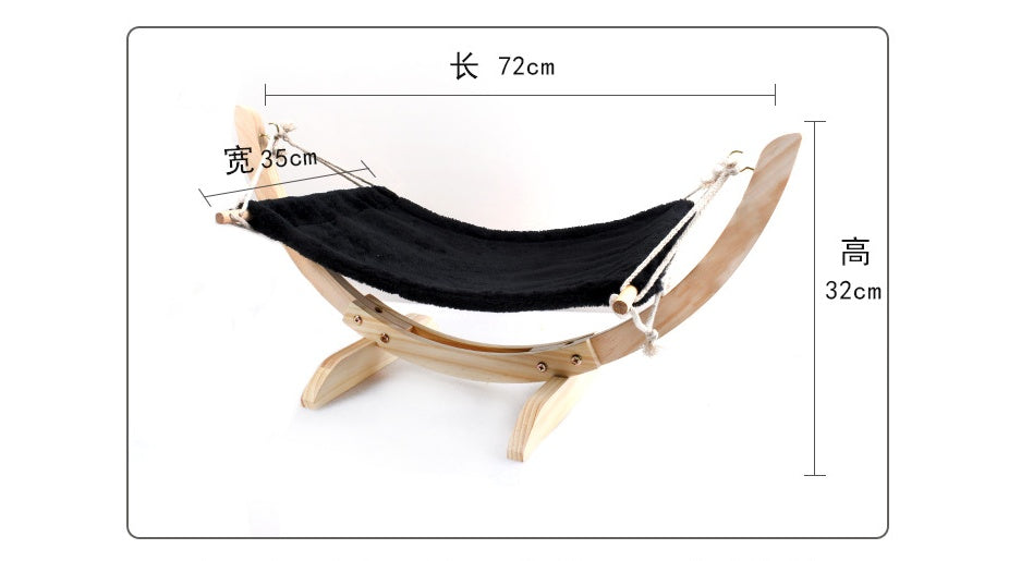 Wooden Cat Hammock Bed - Elevated Cat Lounger with Washable Fabric