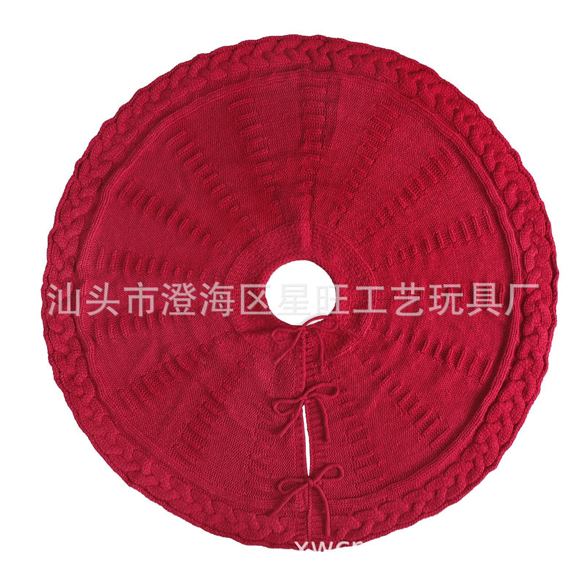 Christmas Knitted Tree Skirt Red Decorations | Holiday Gift