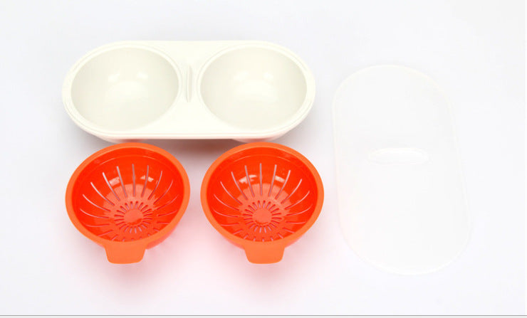 Microwave Egg Poacher Food Grade Cookware Double Cup Boiler Kitchen