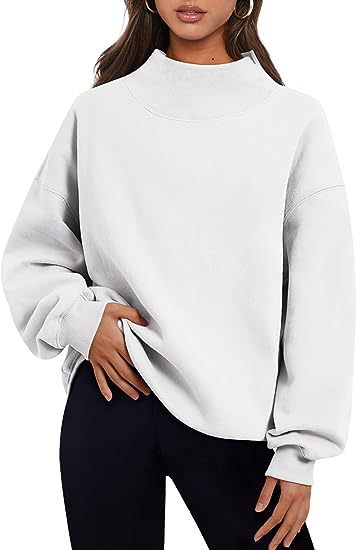 Pullover Sweatshirt Solid Color Loose Tops Round Neck Hoodie Women