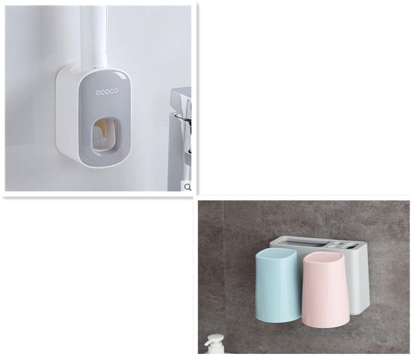 Wall-Mounted Toothbrush Holder and Toothpaste Dispenser