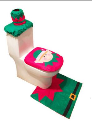 Christmas Merry Bathroom Curtain Santa Claus Toilet Seat Decorations