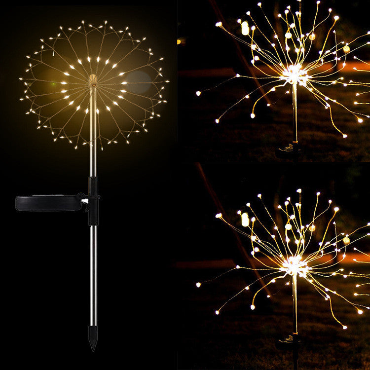 Christmas Ground Plug Solar Fireworks Light LED String Copper Wire