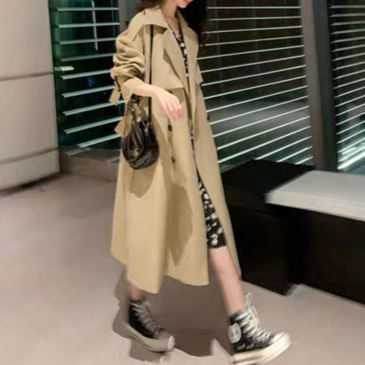 Women Trench Coat Double Breasted Korean Women's Elegant Oversize