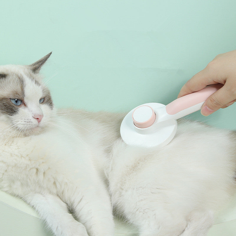 Round Handle Self-Cleaning Slicker Brush - 135° Pins Pet Dematting Comb