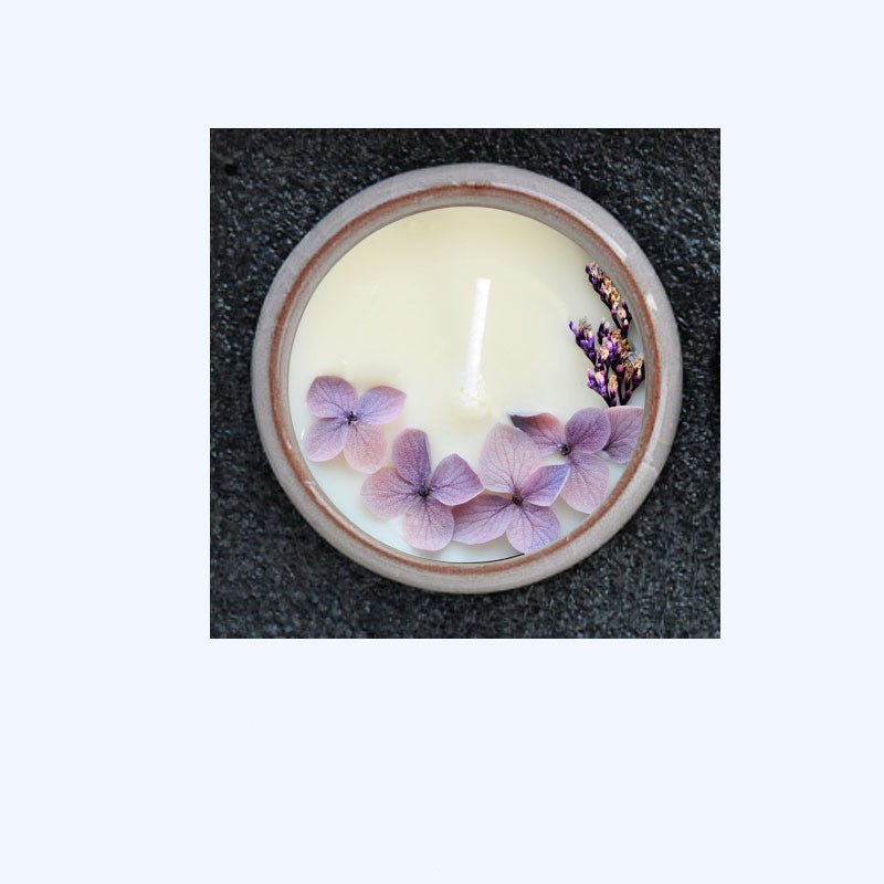 Ceramic Cup Scented Candle with Dried Flowers - Aromatherapy Gift