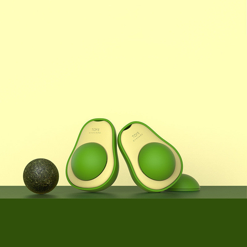 Avocado Catnip Ball Toy - 360° Rotating Wall-Mounted Mint Lick Toy for Cats