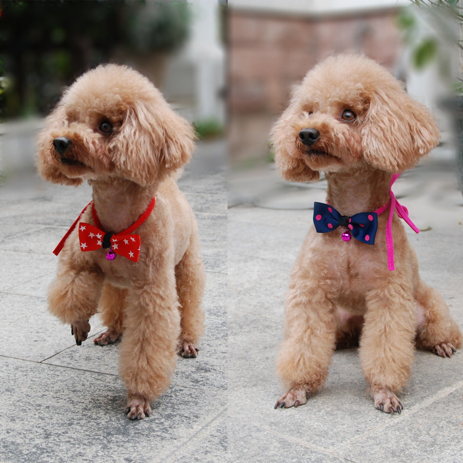 Pet Bow Tie Collar with Bell - Adjustable Cat & Dog Bow Tie