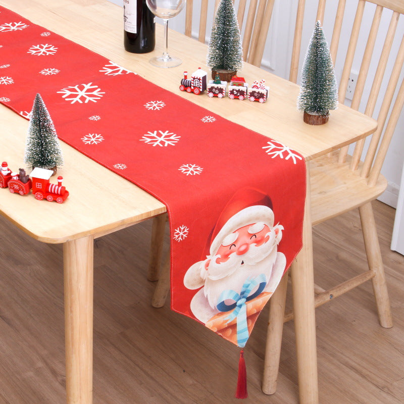 Christmas Table Flag Double Printing Snowman Mat | Xmas Holiday Decor