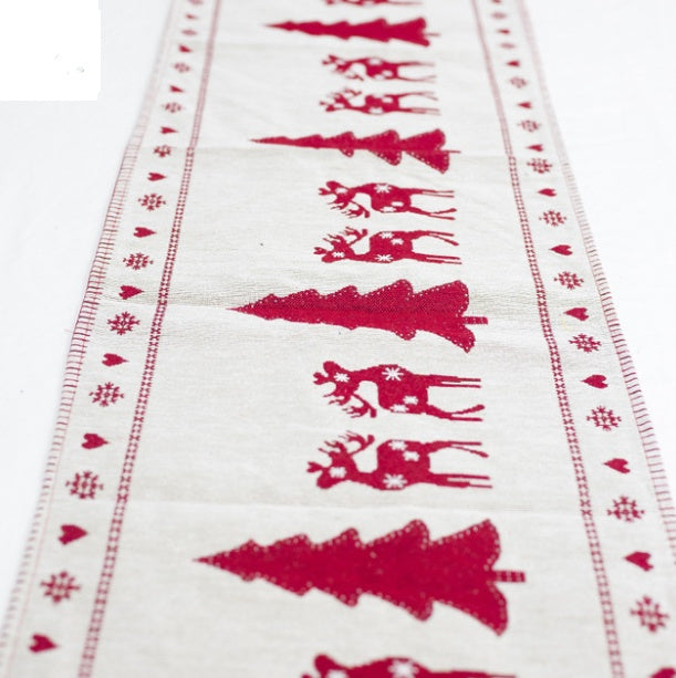 Christmas Elk Snowman Table Runner Merry Decorations | Holiday Gift